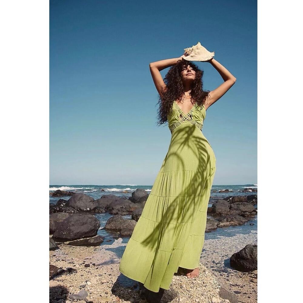 Free people Auralie maxi dress in green